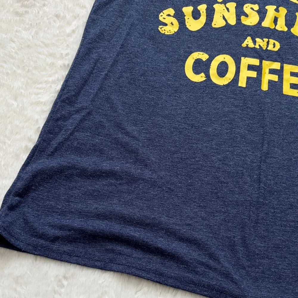Great for Summer ☀️Sunshine and Coffee Women's Navy Tank Top - Picture 2 of 5